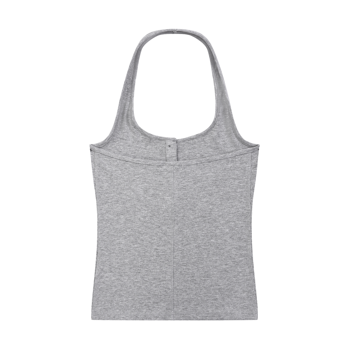 MIROLYUB Notch ribbed Henley tank in Flower Gray, back view