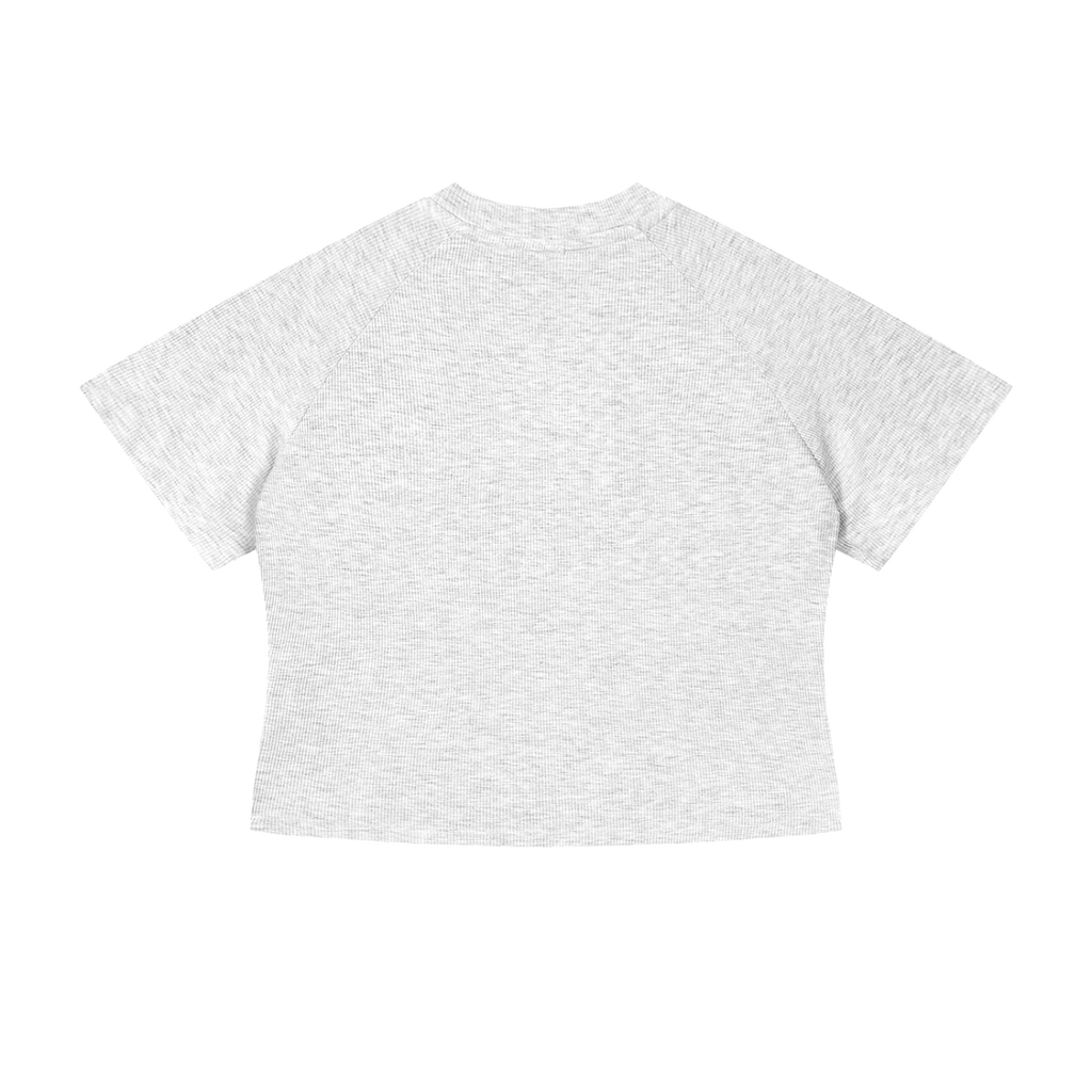 MIROLYUB Women's Mineral Wash Crop T-Shirt — Flower Gray, back view