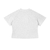 MIROLYUB Women's Mineral Wash Crop T-Shirt — Flower Gray, back view