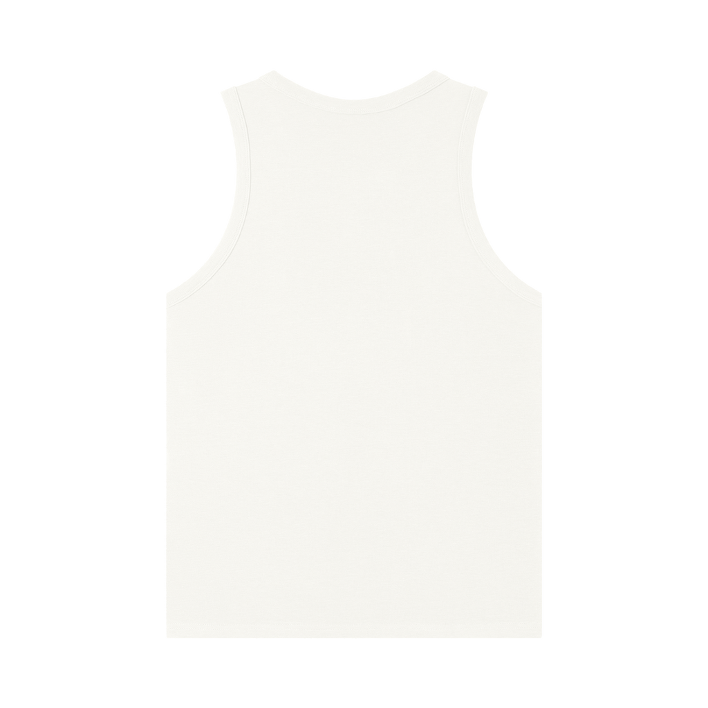MIROLYUB Tension heavyweight ribbed tank in White, back view.