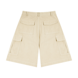 MIROLYUB Outpost woven cargo shorts in Apricot, back view.
