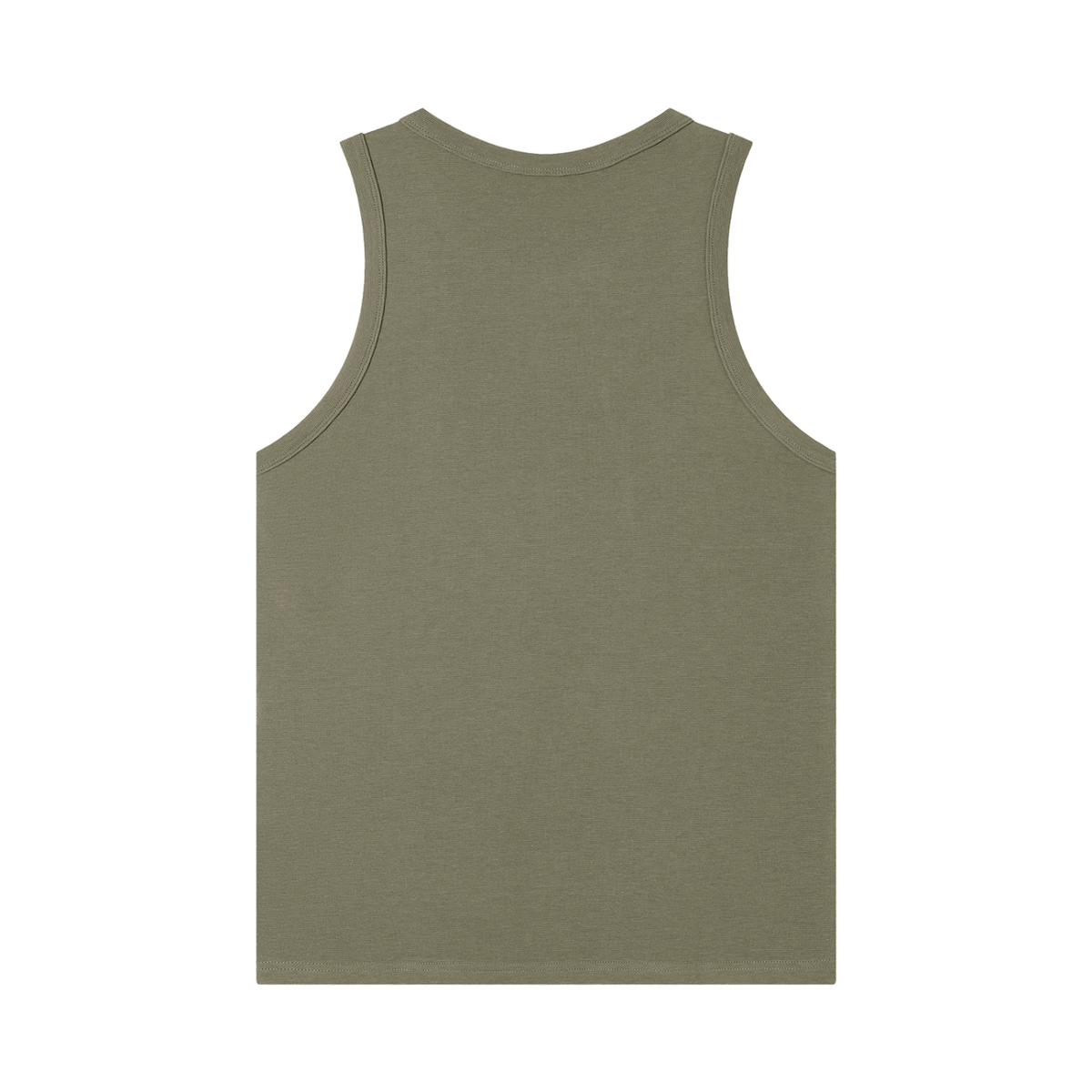 MIROLYUB Tension heavyweight ribbed tank in Army Green, back view.