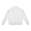 MIROLYUB Aperture boxy quarter-zip sweatshirt in White Gray, front view.