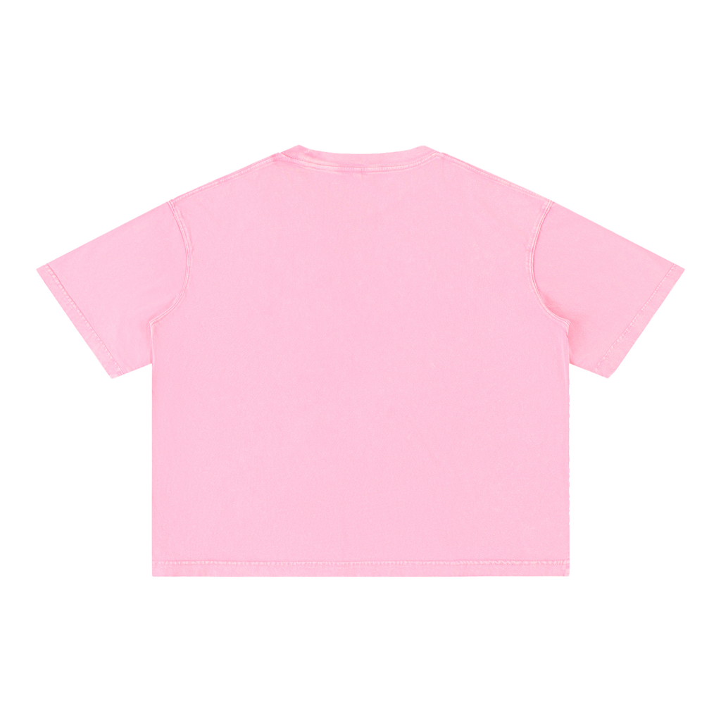 Mineral Wash Boxy Cotton T-Shirt — Rose Pink, back view