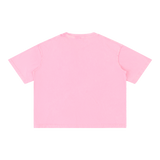 Mineral Wash Boxy Cotton T-Shirt — Rose Pink, back view