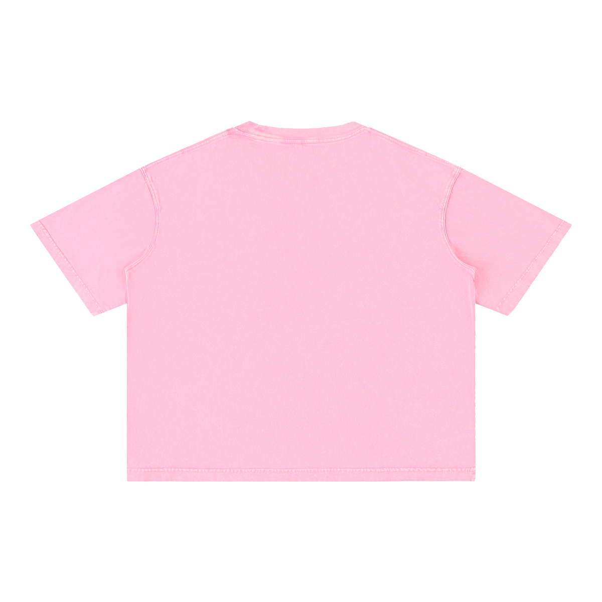 Mineral Wash Boxy Cotton T-Shirt — Rose Pink, back view