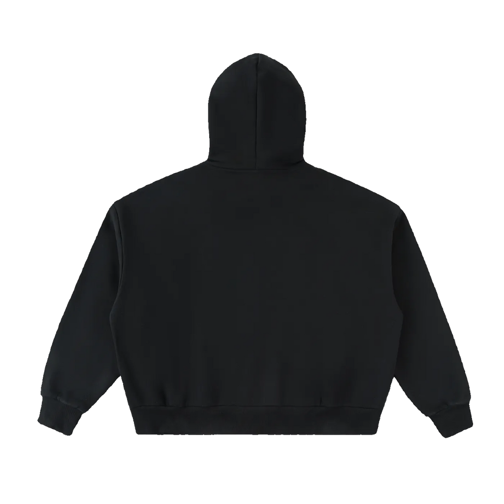 Relay boxy zip hoodie in Black, back