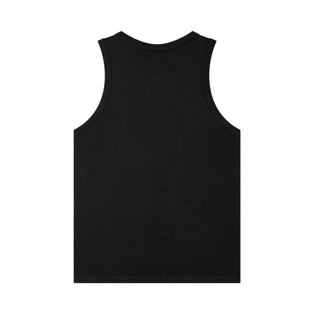MIROLYUB Tension heavyweight ribbed tank in Black, back view.