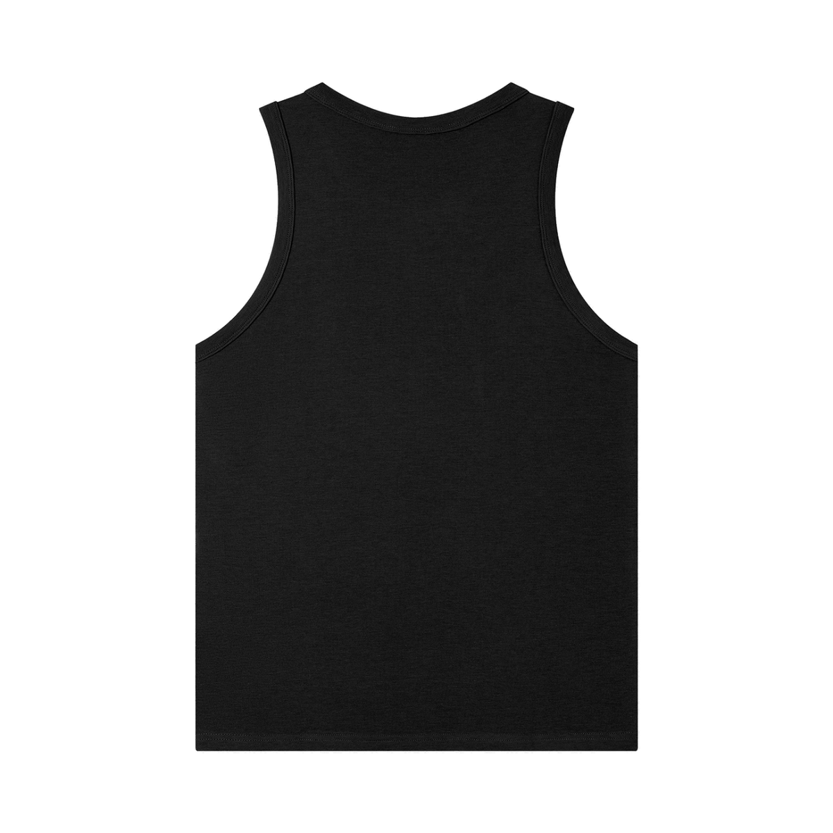 MIROLYUB Tension heavyweight ribbed tank in Black, back view.