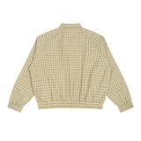 MIROLYUB Grid Plaid Zip Track Jacket in Apricot Plaid, back view.