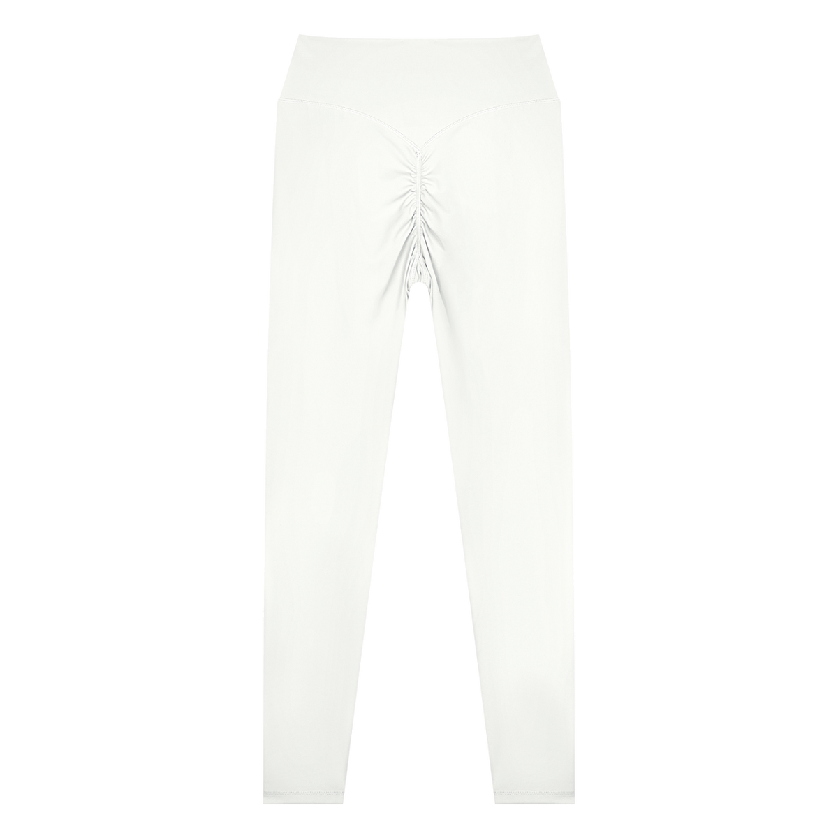 MIROLYUB Women’s High Waisted Yoga Leggings — White, back view
