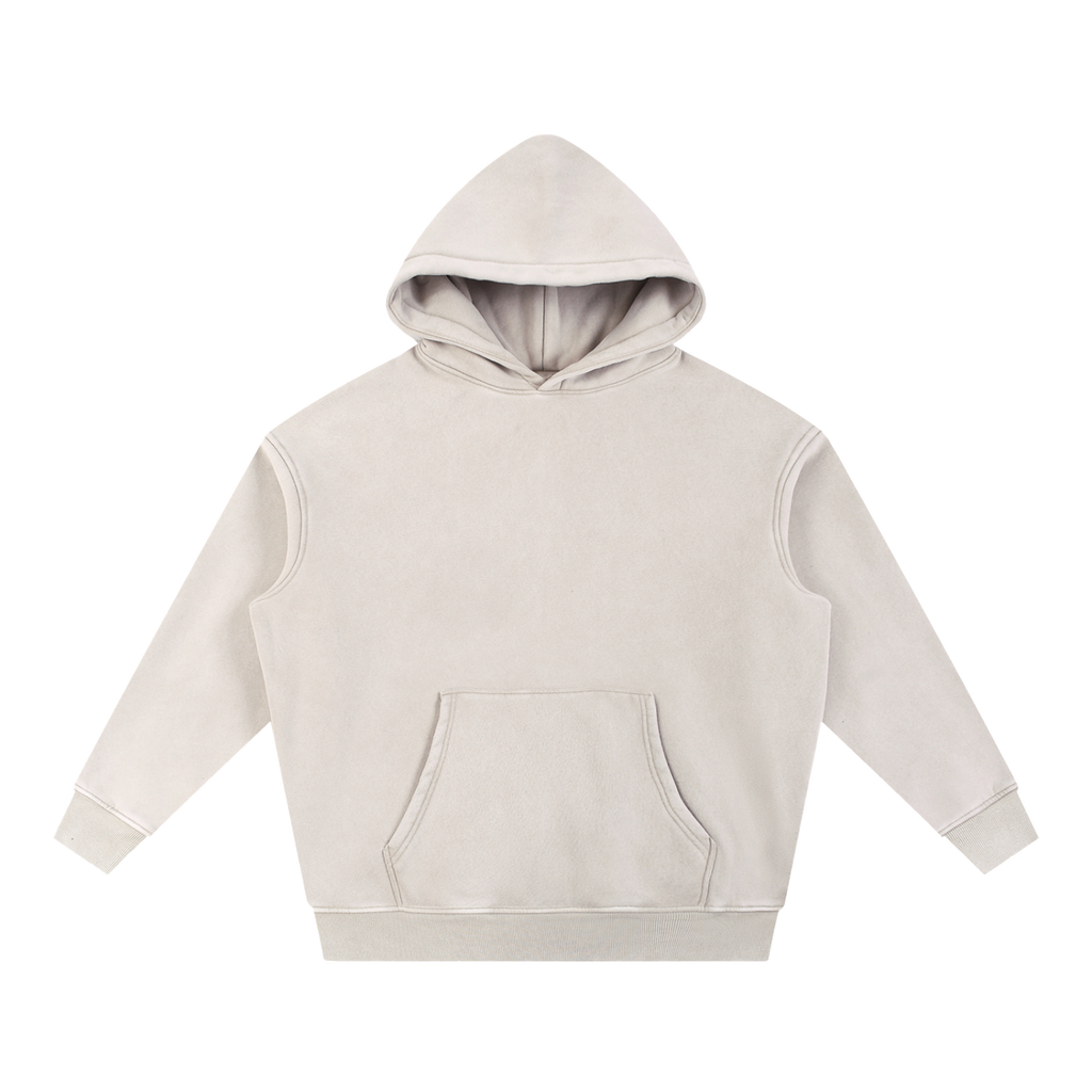 MIROLYUB Frostline Snow-Wash Oversized Hoodie in Mild Apricot, front view