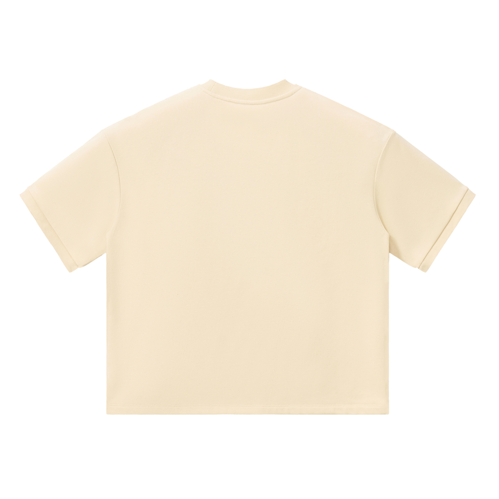 MIROLYUB Unisex Heavyweight Boxy T-Shirt — Apricot — back view