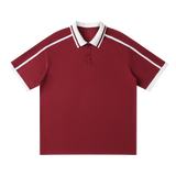 Traction contrast-piping polo, Wine Red, front view