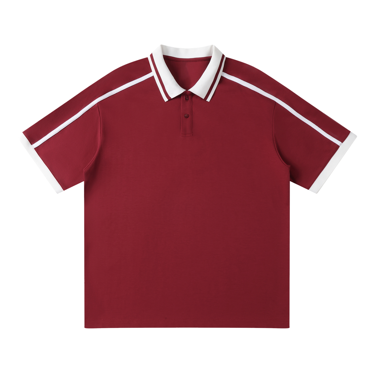 Traction contrast-piping polo, Wine Red, front view
