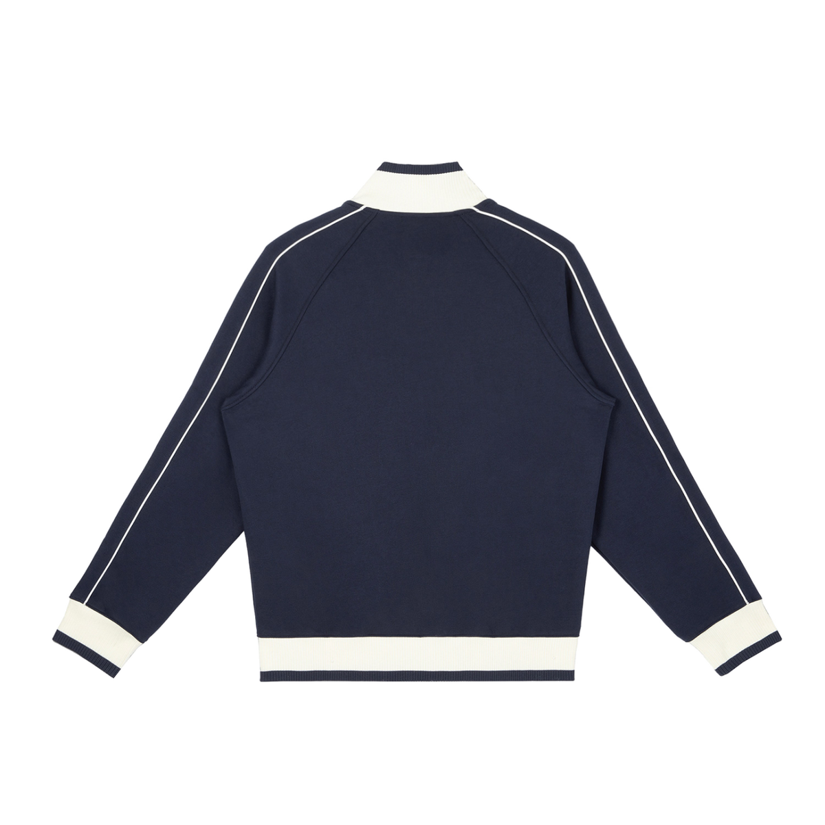 MIROLYUB Switchback raglan track jacket in Navy Blue, back view.