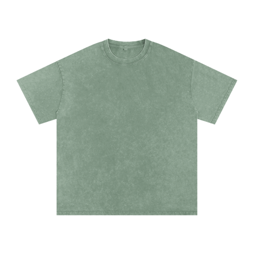 MIROLYUB Afterglow Snow-Wash Oversized Tee in Bean Green, front view.