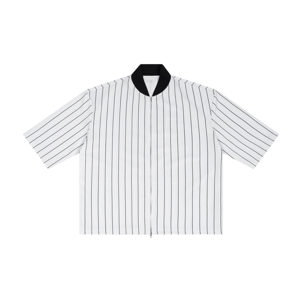 Baseline striped zip jersey in White, front view