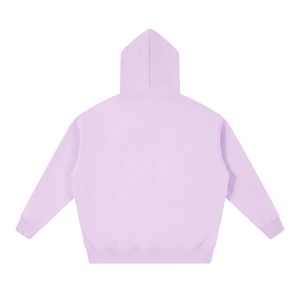 MIROLYUB loft boxy fleece hoodie in Light Purple, back view