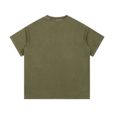 MIROLYUB Palimpsest vintage-wash cotton tee in Army Green, back view