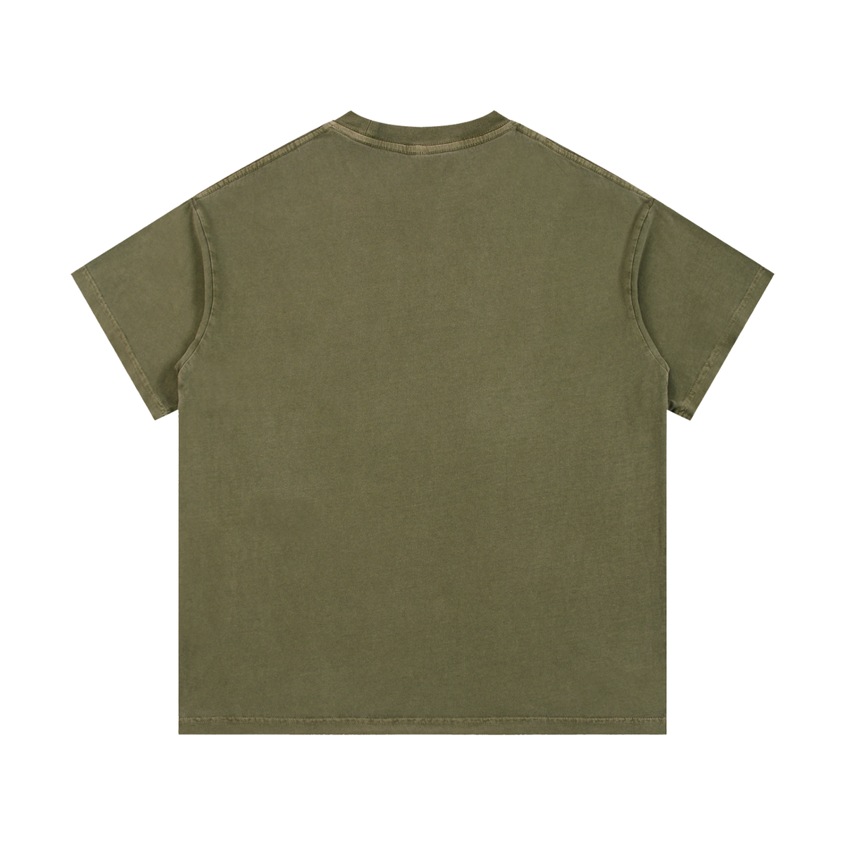 MIROLYUB Palimpsest vintage-wash cotton tee in Army Green, back view