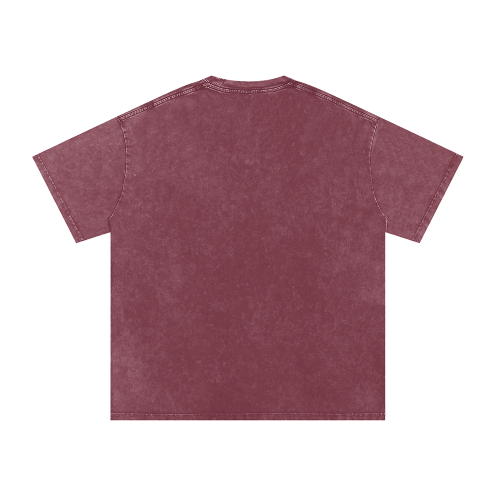 MIROLYUB Afterglow Snow-Wash Oversized Tee in Red, back view.