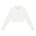 MIROLYUB Women’s Crop Yoga Sports Jacket — White, front view