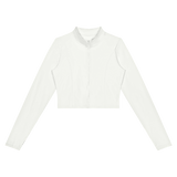 MIROLYUB Women’s Crop Yoga Sports Jacket — White, front view