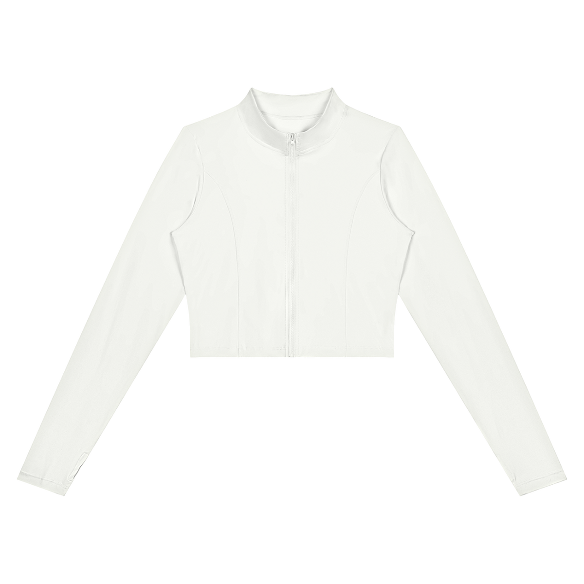 MIROLYUB Women’s Crop Yoga Sports Jacket — White, front view