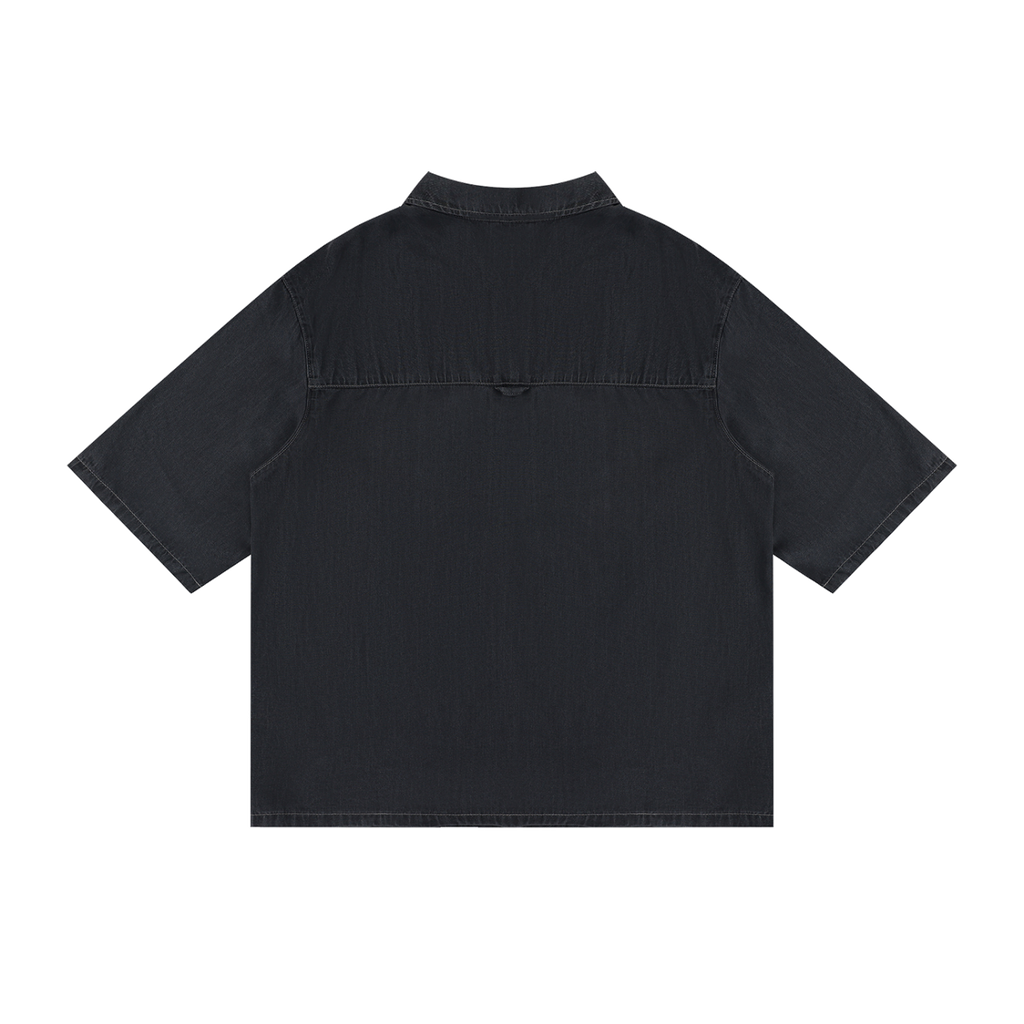 Undercurrent lyocell short-sleeve shirt in Black, back view