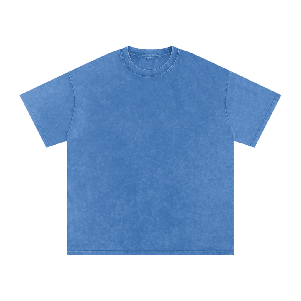 MIROLYUB Afterglow Snow-Wash Oversized Tee in Light Blue, front view.