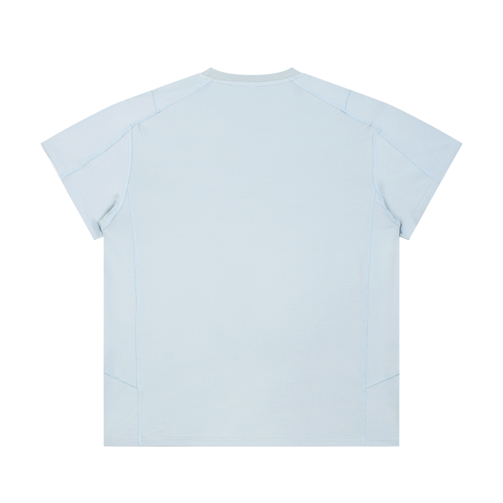 MIROLYUB Unisex Contrast Stitch  Regular Fit T-Shirt — Light Blue, back view