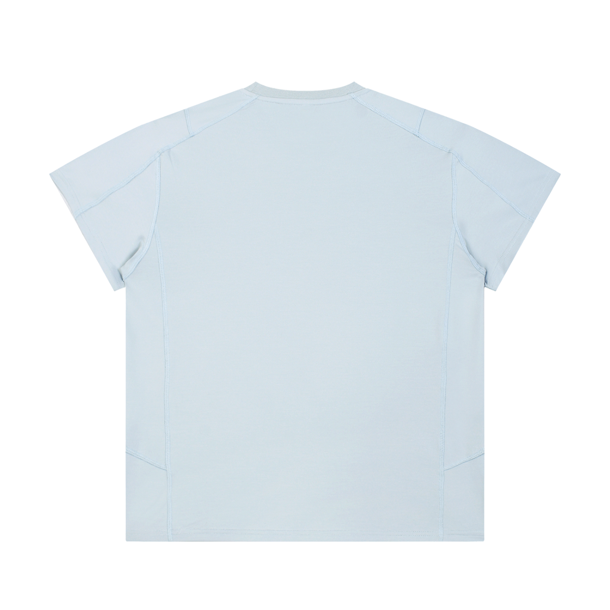 MIROLYUB Unisex Contrast Stitch  Regular Fit T-Shirt — Light Blue, back view