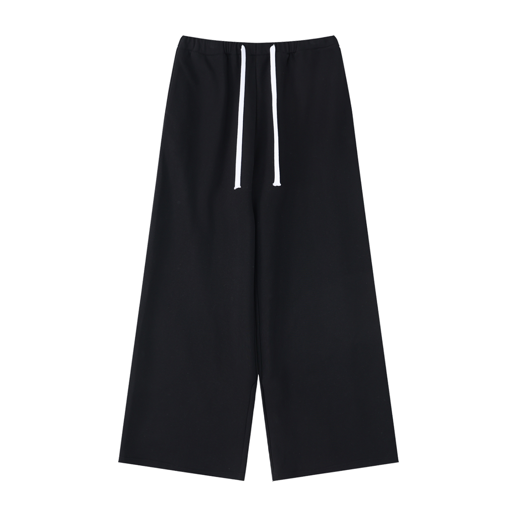 MIROLYUB Cascade wide-leg drawstring pants in Black — front view