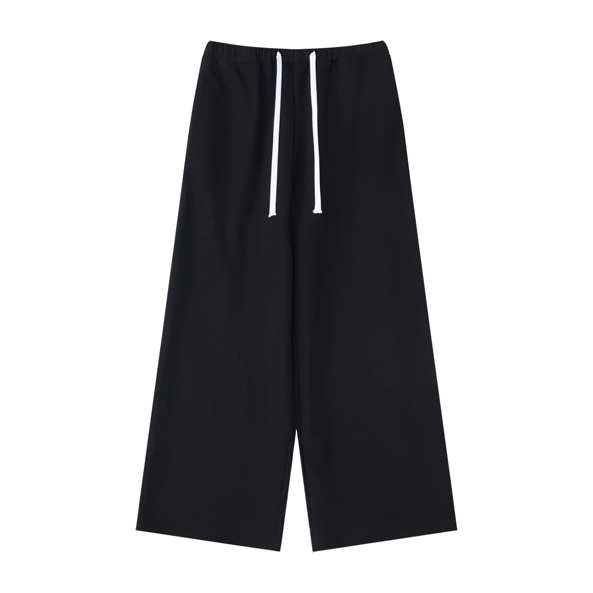 MIROLYUB Cascade wide-leg drawstring pants in Black — front view