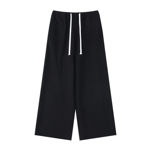 MIROLYUB Cascade wide-leg drawstring pants in Black — front view