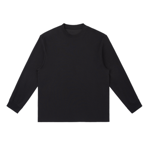 MIROLYUB Continuum cotton-blend long sleeve in Black, front view.
