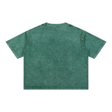Mineral Wash Boxy Cotton T-Shirt — Blackish Green, back view