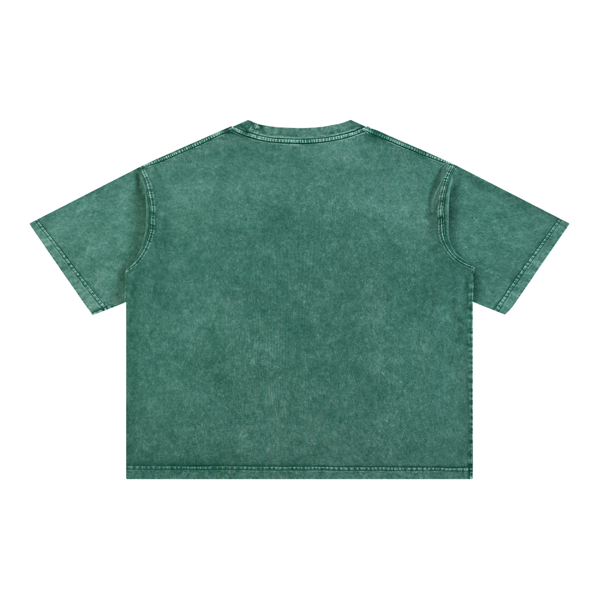 Mineral Wash Boxy Cotton T-Shirt — Blackish Green, back view