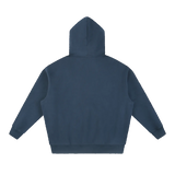 MIROLYUB Loft Boxy Fleece Hoodie in Navy, back view.