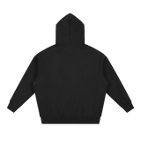 MIROLYUB Loft Boxy Fleece Hoodie in Black, back view.