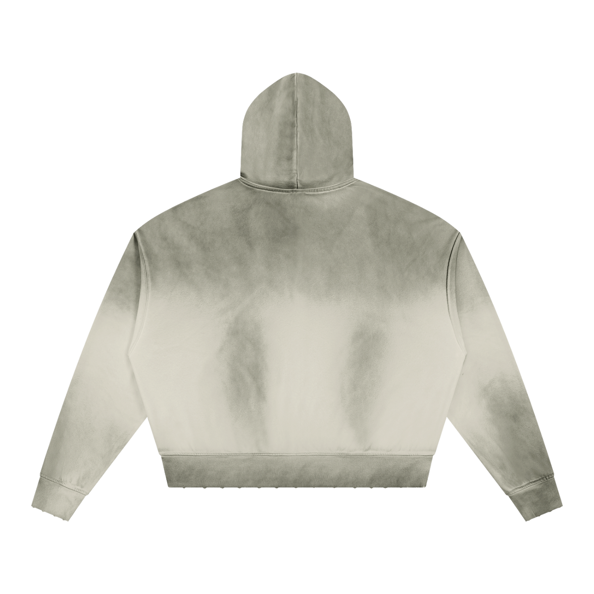 MIROLYUB Unisex Sunfade Distressed Boxy Hoodie — White Gray, back view