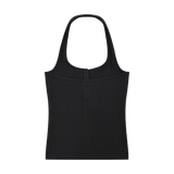 MIROLYUB Notch ribbed Henley tank in Black, back view