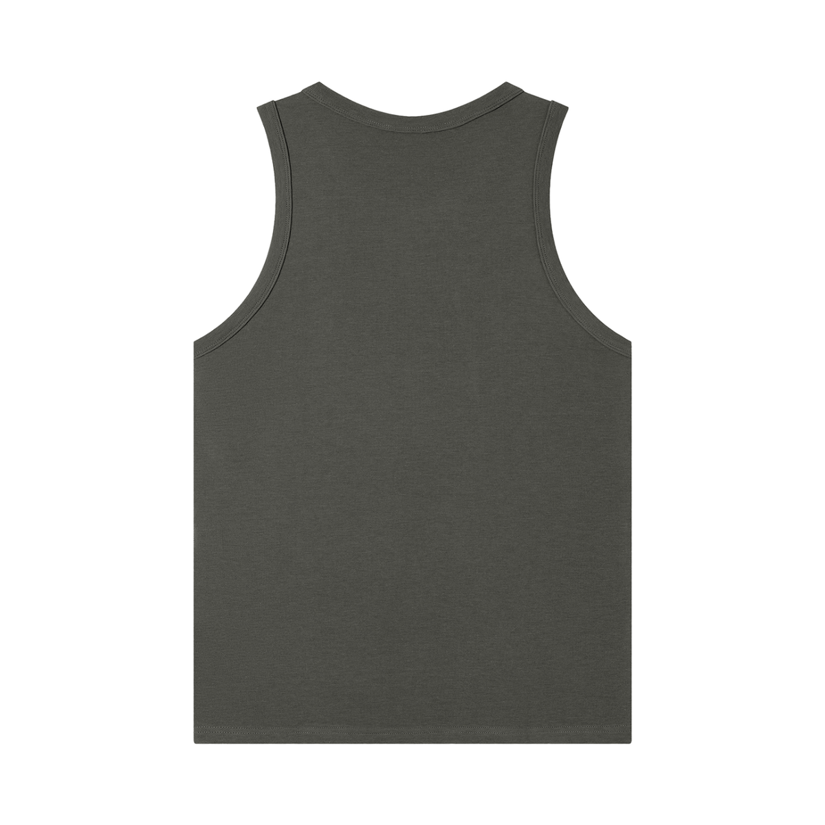 MIROLYUB Tension heavyweight ribbed tank in Dark Gray, back view.