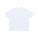 MIROLYUB Interval oversized cotton tee in White, back view with dropped shoulders and a straight hem