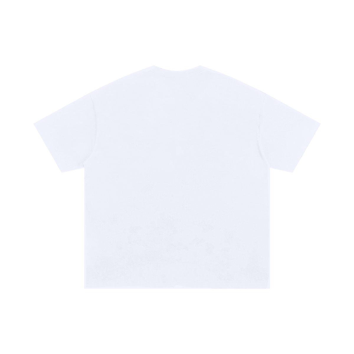 MIROLYUB Interval oversized cotton tee in White, back view with dropped shoulders and a straight hem