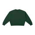MIROLYUB Meridian boxy fleece crewneck in Dark Green, front view.