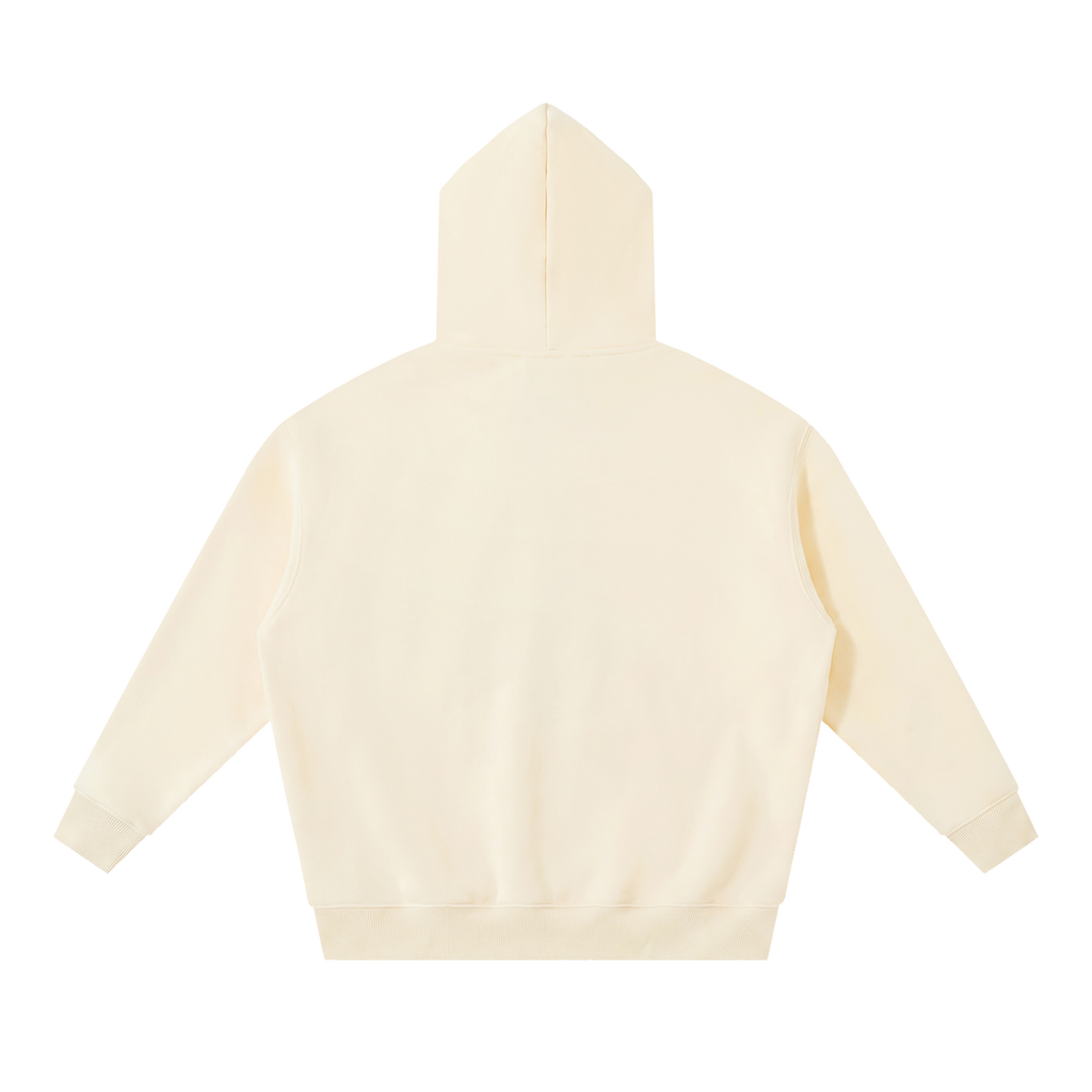 MIROLYUB loft boxy fleece hoodie in Apricot, back view