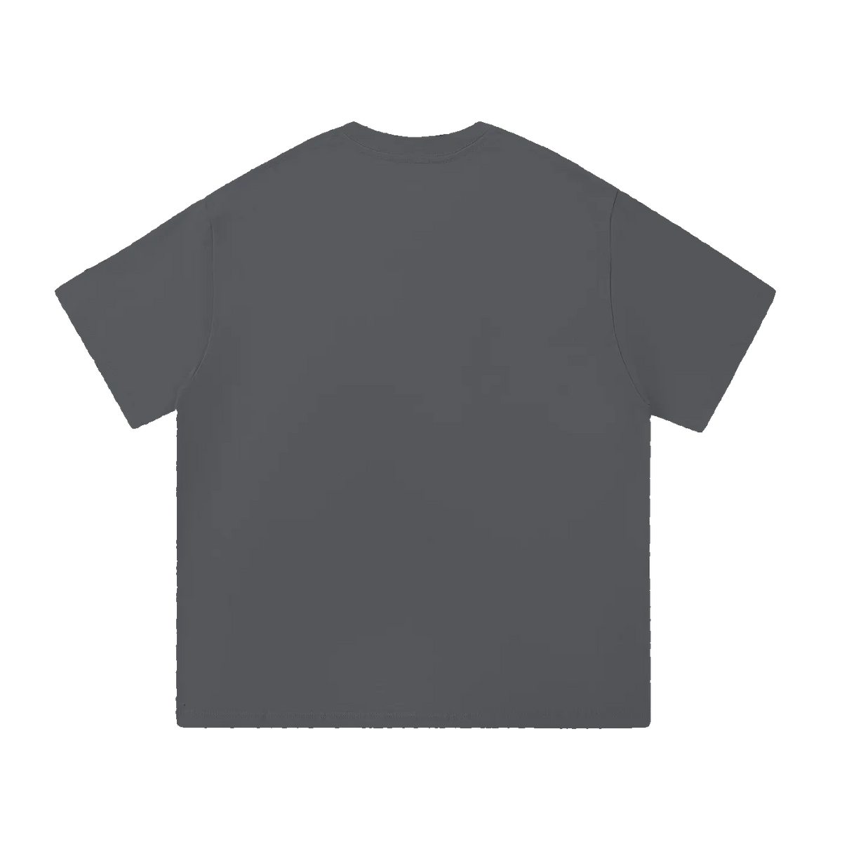 MIROLYUB Still Heavy Cotton Tee in Dark Gray, back view.
