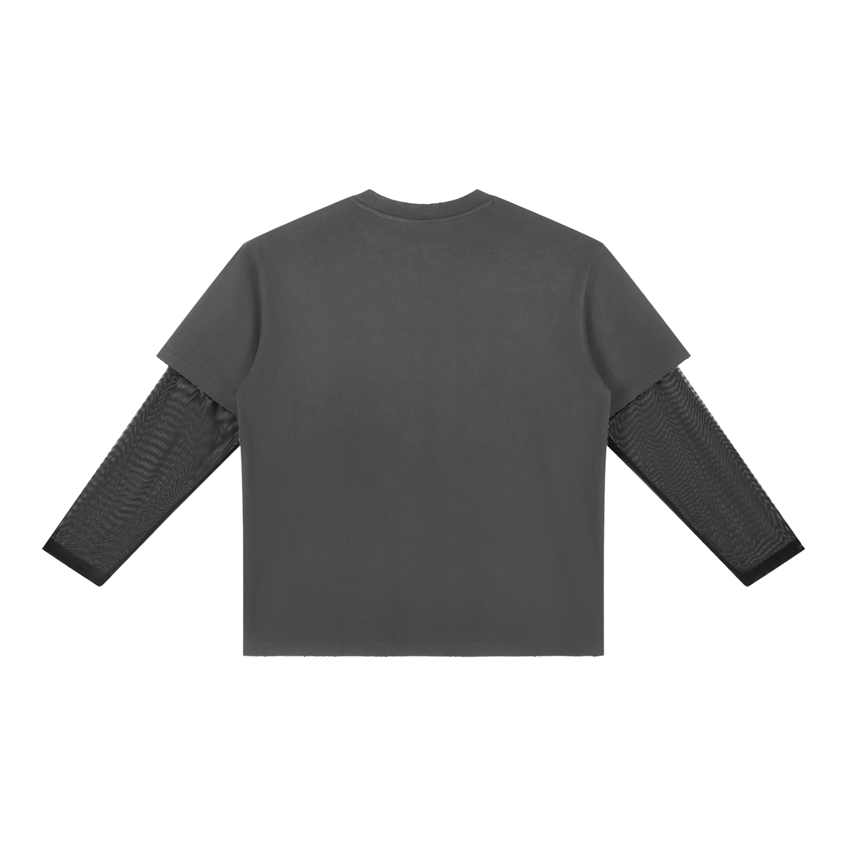 MIROLYUB Fadeline layered long-sleeve tee in Dark Gray, back view.